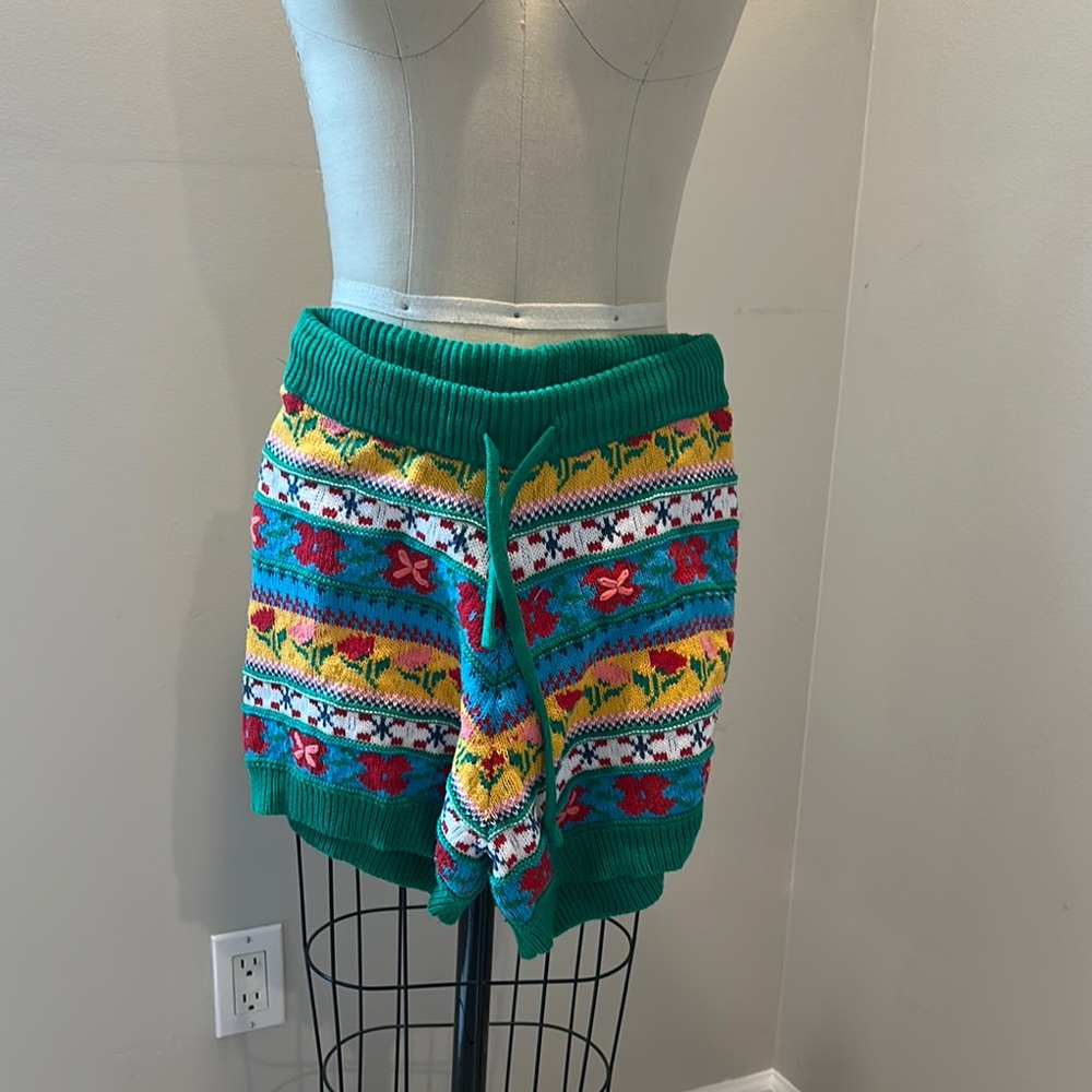 Zara High Waist Green and Yellow Shorts